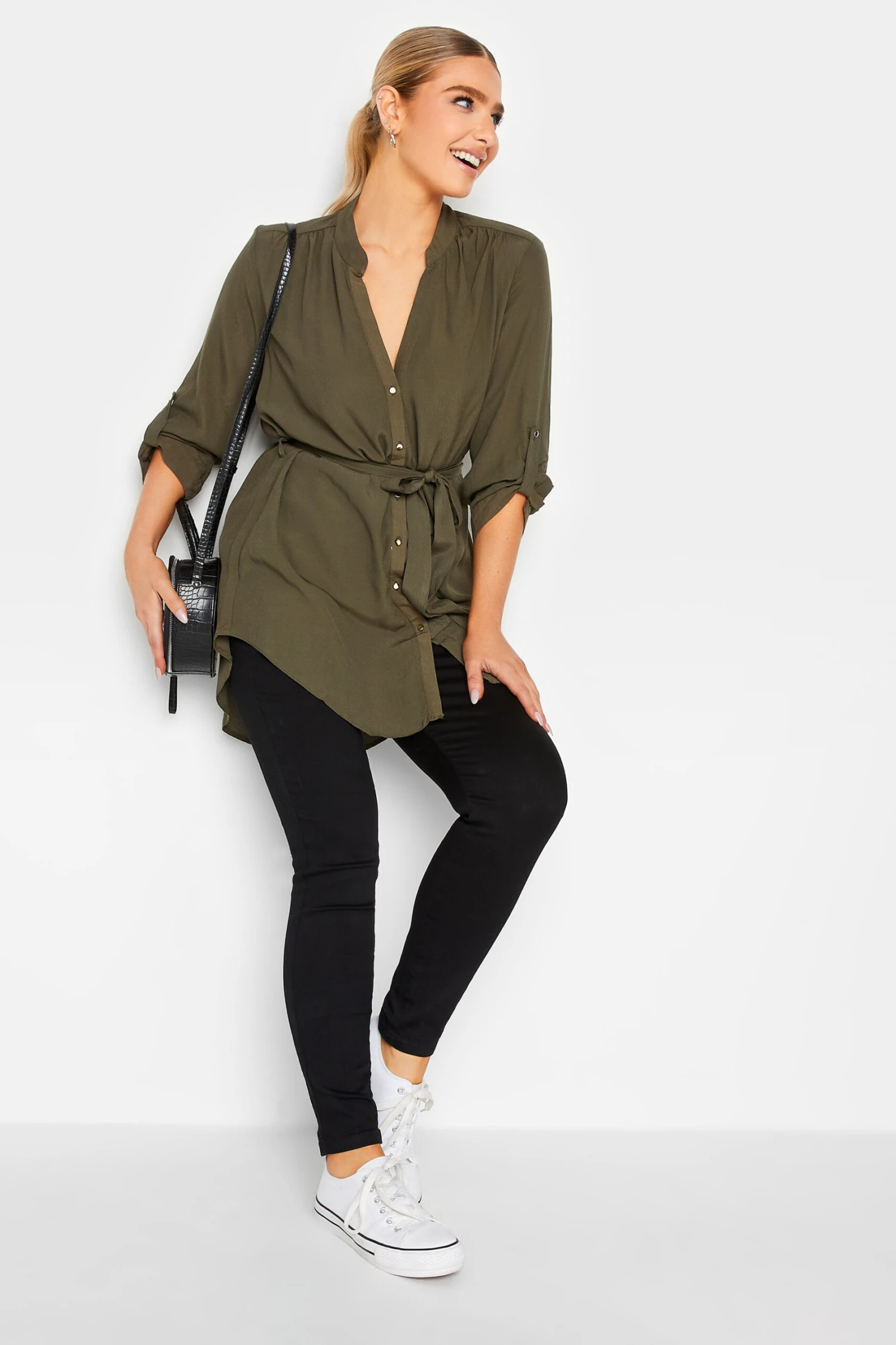 M&Co Khaki Green Tie Waist Blouse 2 M&Co Khaki Green Tie Waist Blouse - Image 2