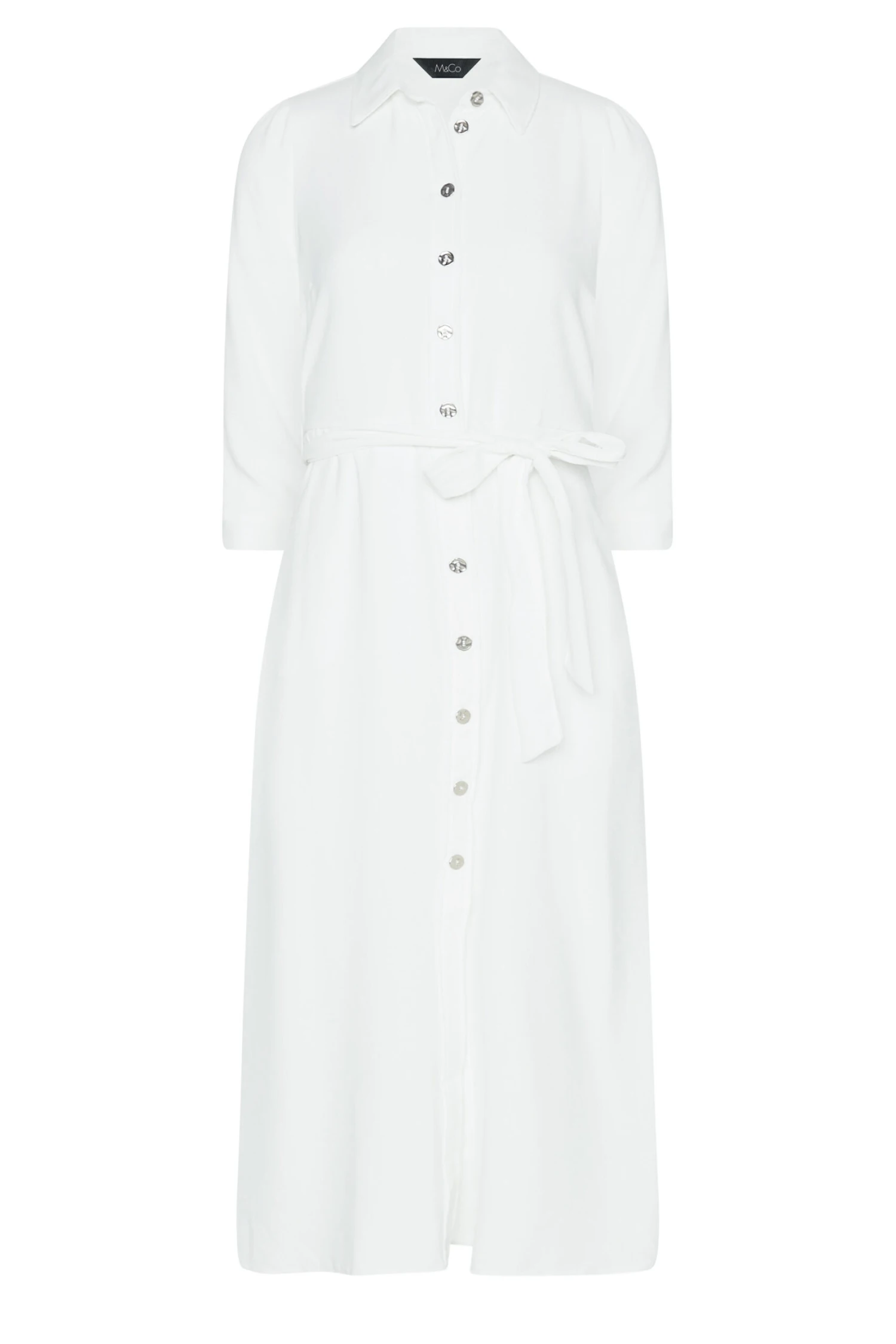 M&Co White Tie Waist Shirt Dress 6 M&Co White Tie Waist Shirt Dress - Image 6