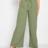 M&Co Khaki Green Crepe Wide Leg Trousers