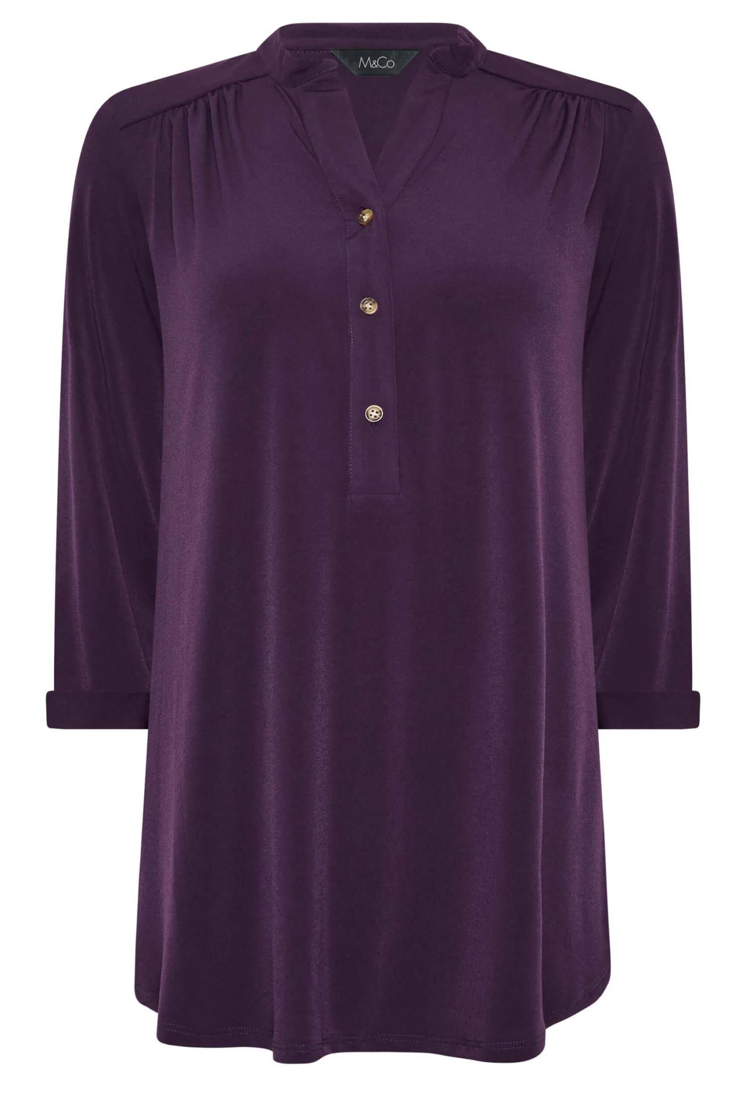 M&Co Purple Half Placket Shirt 6 M&Co Purple Half Placket Shirt - Image 6