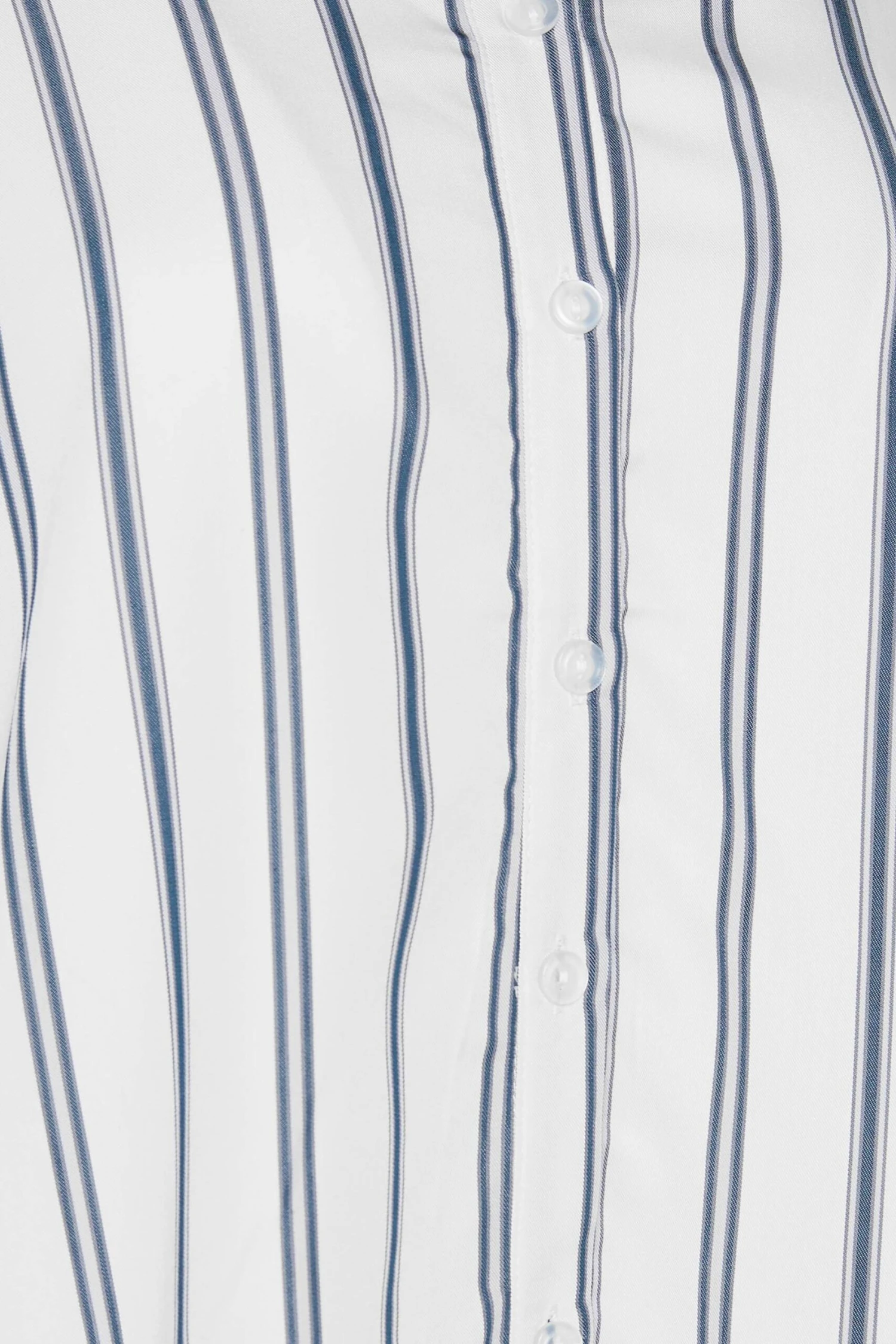 M&Co White & Navy Blue Stripe Tab Sleeve Shirt 5 M&Co White & Navy Blue Stripe Tab Sleeve Shirt - Image 5