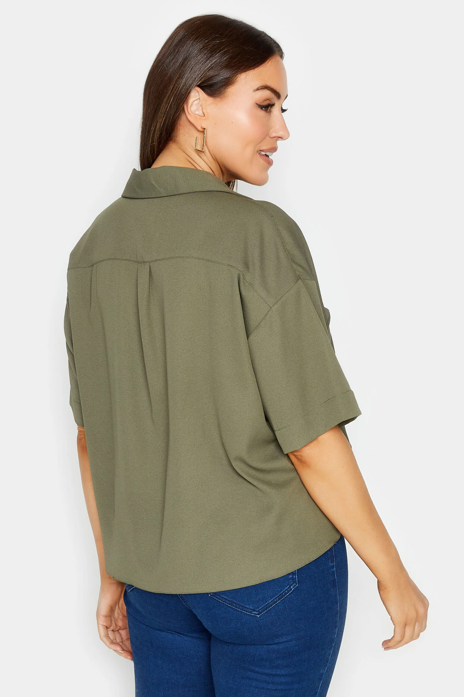 M&Co Khaki Green V-Neck Wrap Blouse 3 M&Co Khaki Green V-Neck Wrap Blouse - Image 3