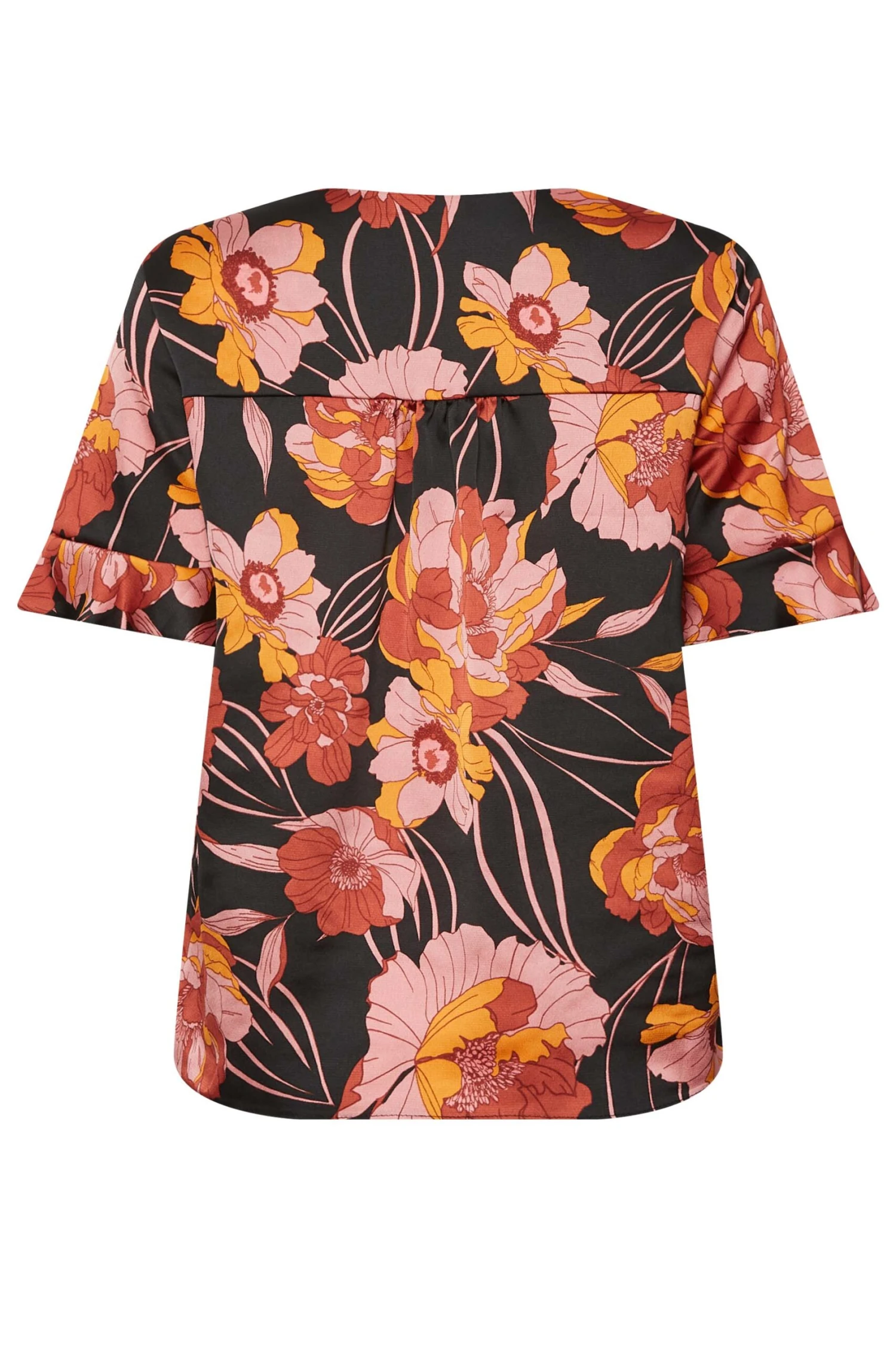 M&Co Black Floral Print Frill Sleeve Blouse 7 M&Co Black Floral Print Frill Sleeve Blouse - Image 7