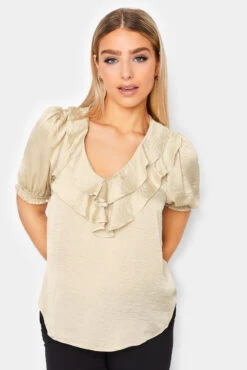 M&Co Gold Frill Front Blouse