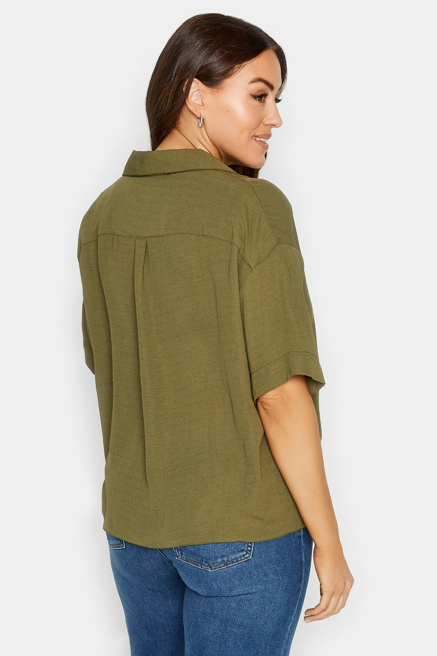 M&Co Olive Green V-Neck Wrap Blouse 3 M&Co Olive Green V-Neck Wrap Blouse - Image 3