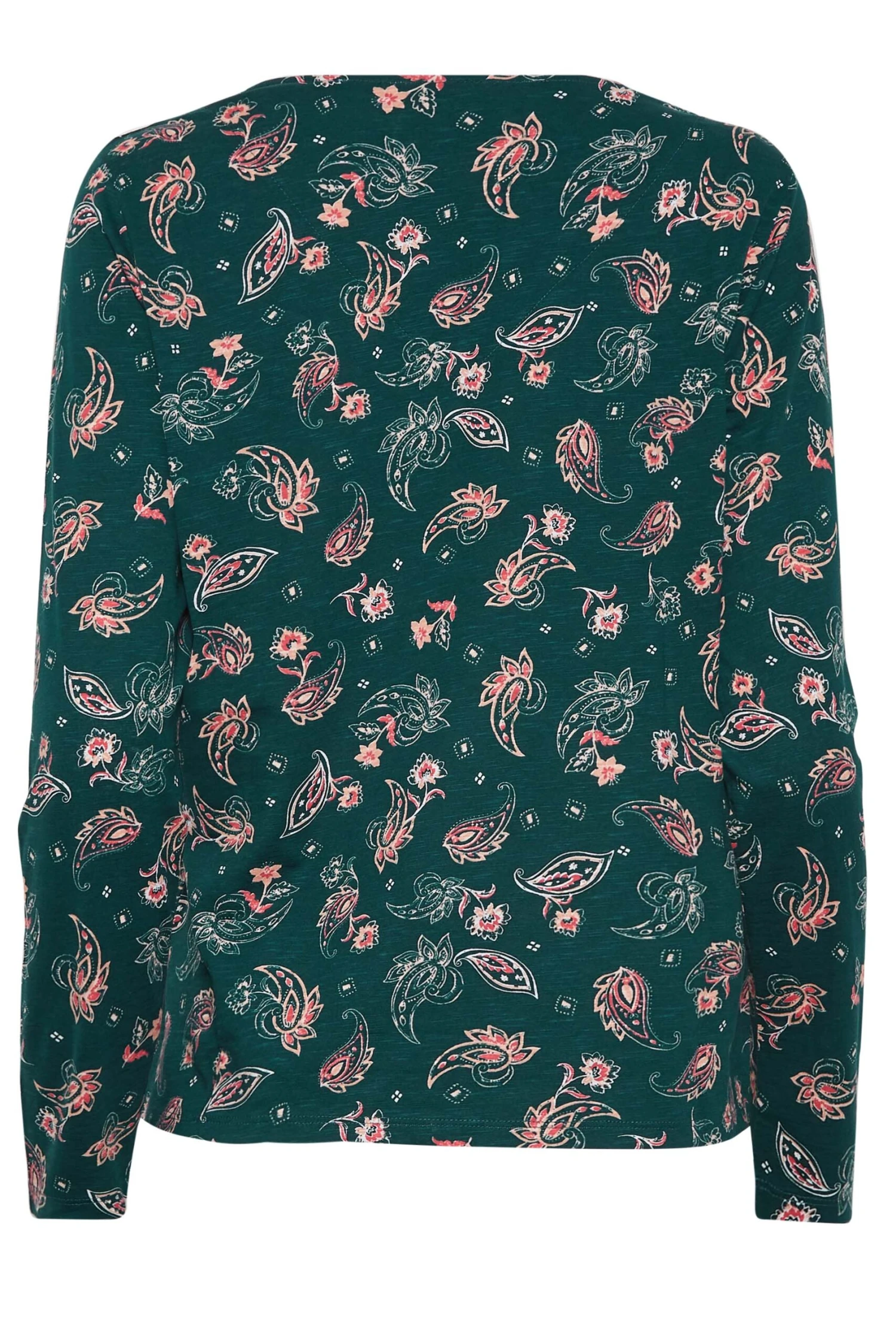 M&Co Teal Green Paisley Print Notch Neck Cotton T-Shirt 7 M&Co Teal Green Paisley Print Notch Neck Cotton T-Shirt - Image 7