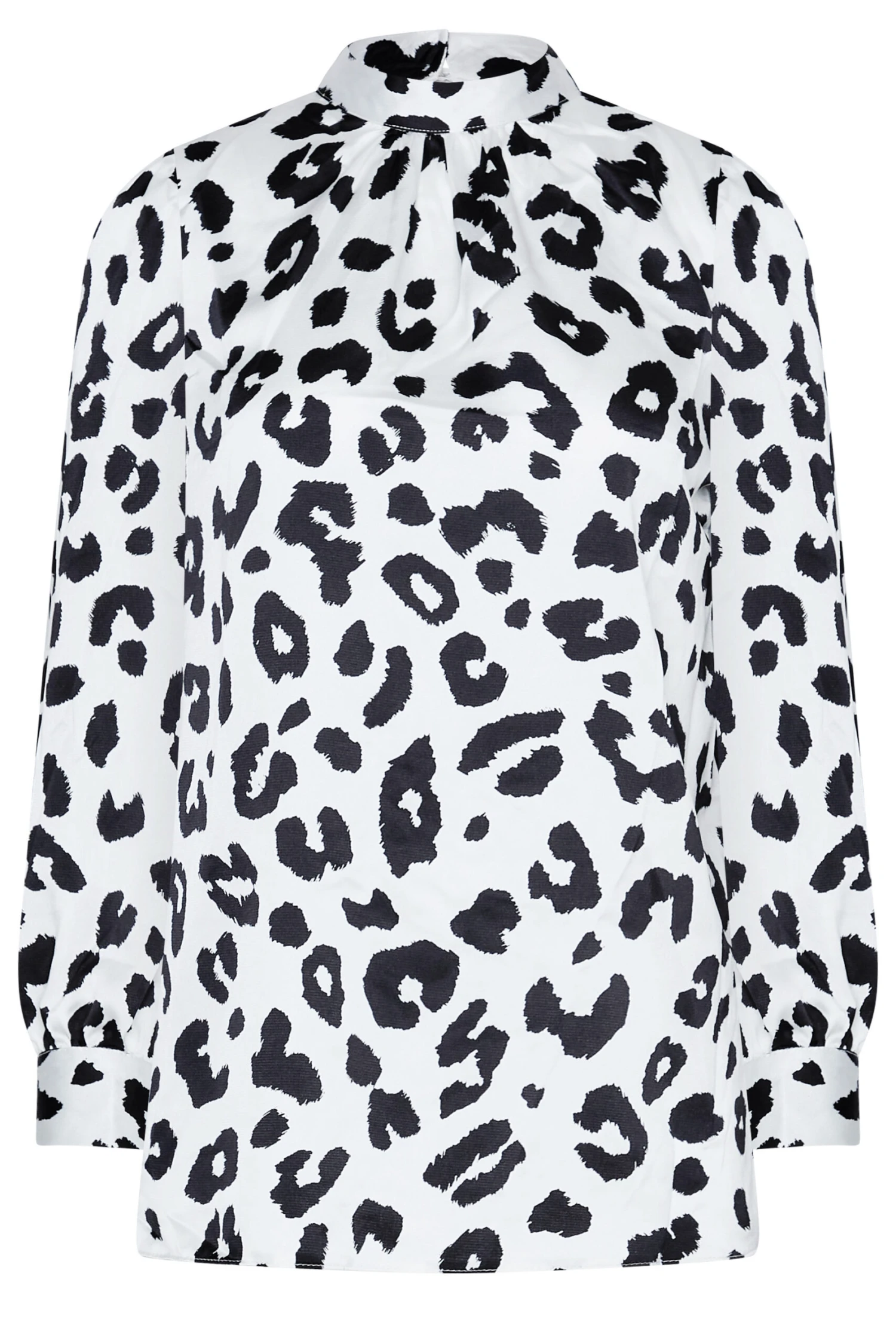 M&Co White Leopard Print High Neck Satin Blouse 6 M&Co White Leopard Print High Neck Satin Blouse - Image 6