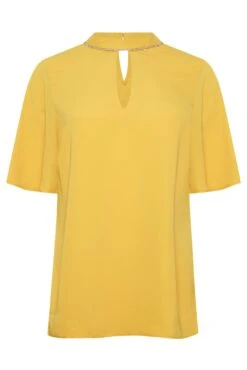 M&Co Yellow Embellished Neck Keyhole Blouse 12 M&Co Yellow Embellished Neck Keyhole Blouse -M&Co Sales Store c6510030 8248 48 550306 X scaled