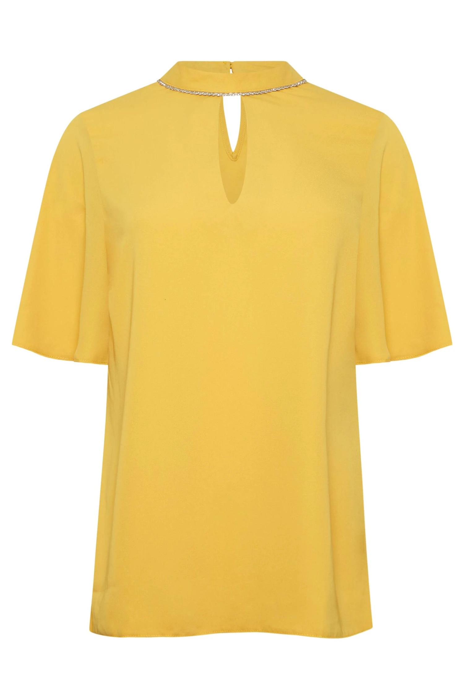 M&Co Yellow Embellished Neck Keyhole Blouse 6 M&Co Yellow Embellished Neck Keyhole Blouse - Image 6