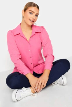 M&Co Hot Pink Tie Waist Tunic Shirt