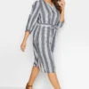 M&Co Navy Blue Stripe Print Tie Waist Tunic Dress