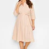 M&Co Pink Tie Waist Shirt Dress
