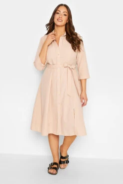 M&Co Pink Tie Waist Shirt Dress