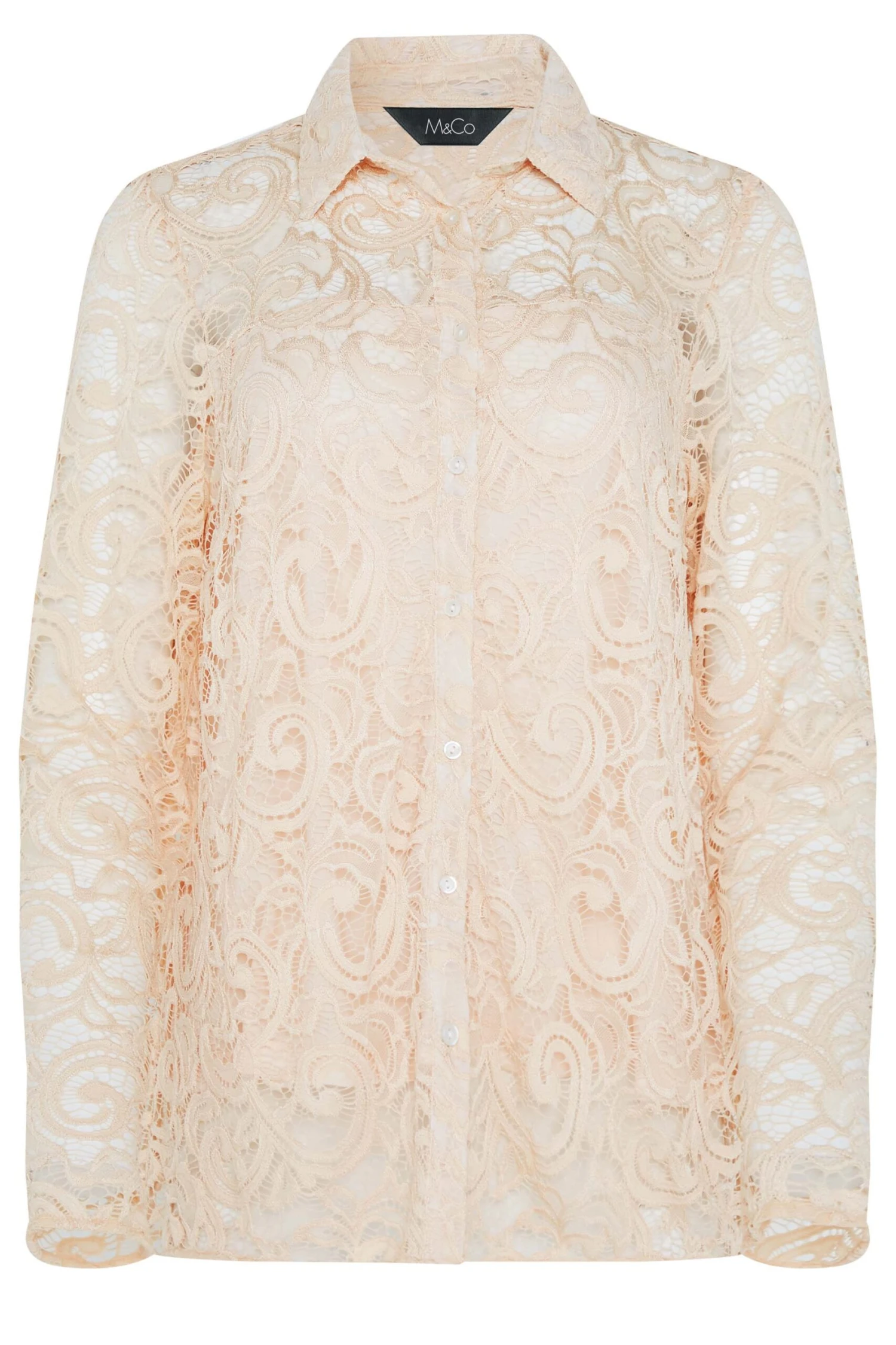 M&Co Nude Pink Lace Shirt 6 M&Co Nude Pink Lace Shirt - Image 6