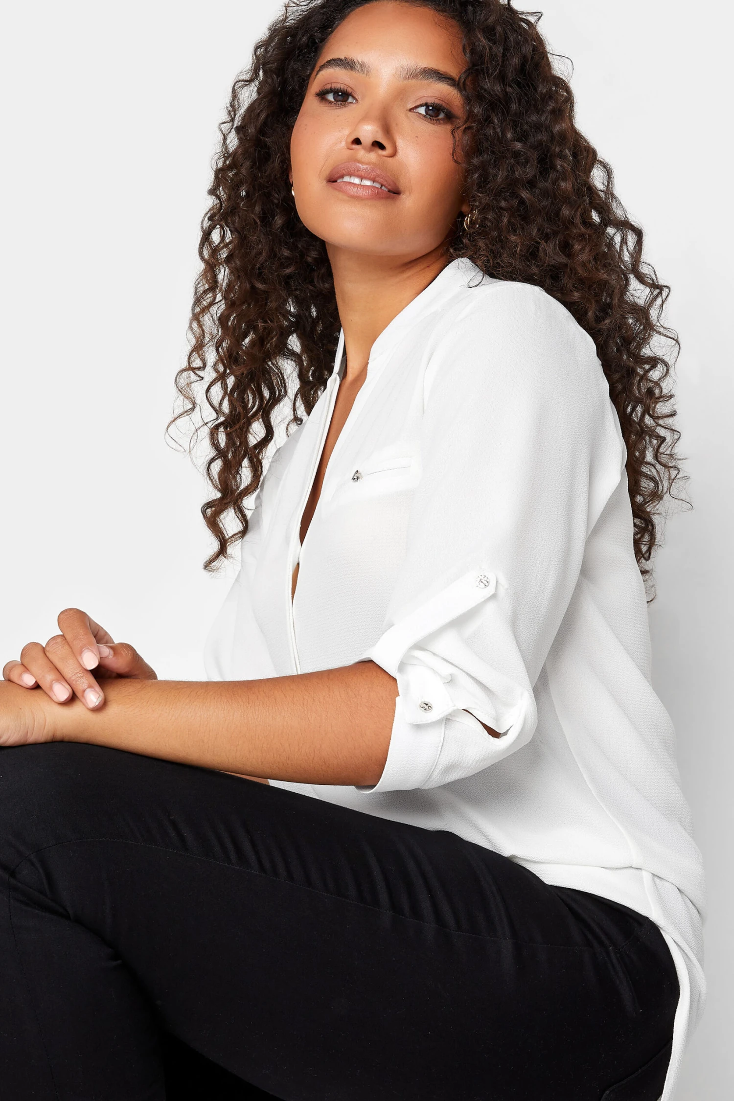 M&Co Ivory White Tab Sleeve Blouse 4 M&Co Ivory White Tab Sleeve Blouse - Image 4