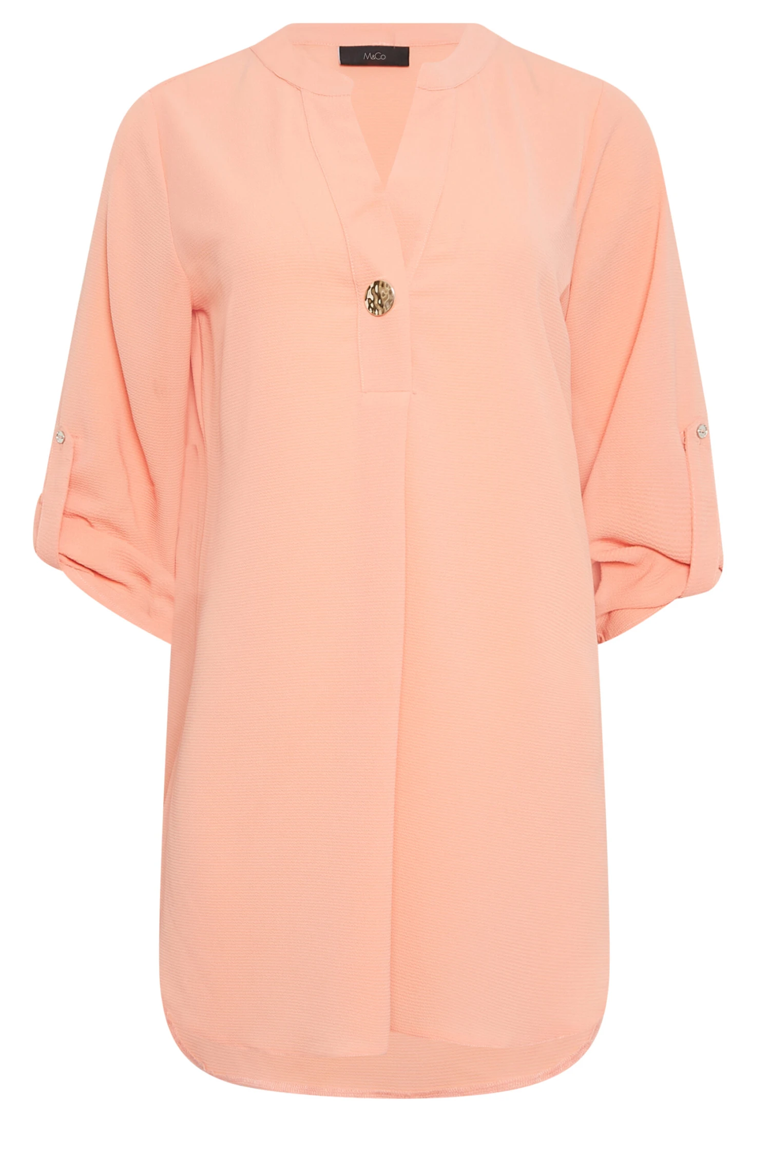 M&Co Pink Statement Button Tab Sleeve Shirt 6 M&Co Pink Statement Button Tab Sleeve Shirt - Image 6