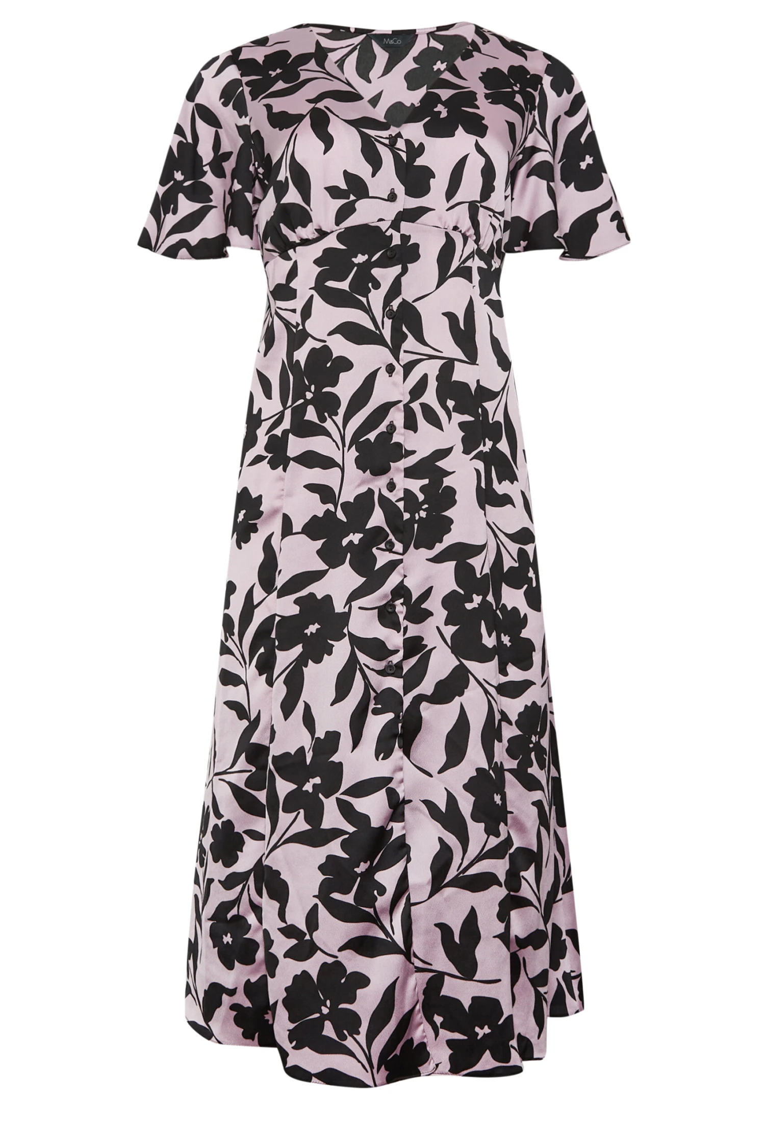 M&Co Pink Floral Midi Tea Dress 6 M&Co Pink Floral Midi Tea Dress - Image 6