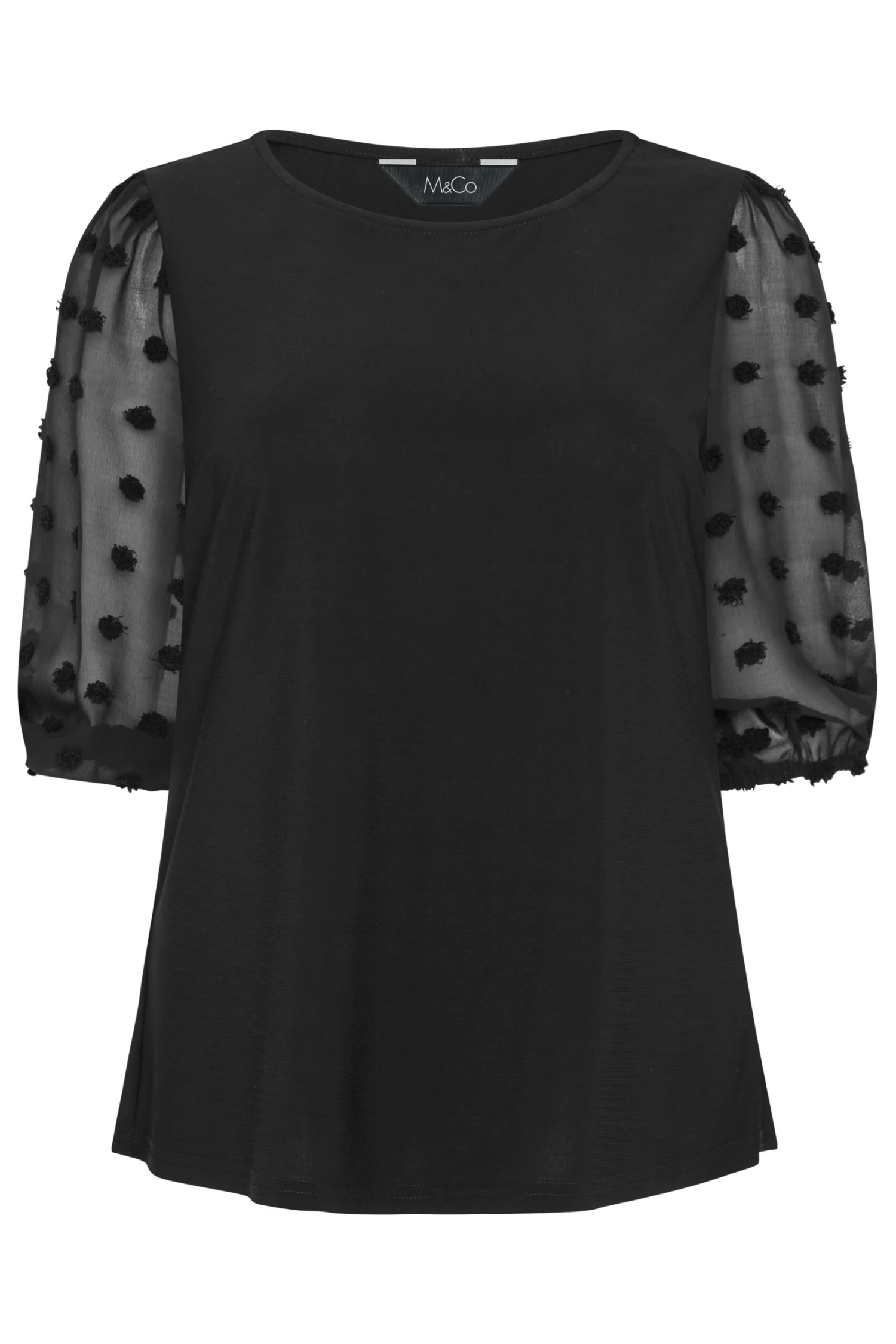 M&Co Black Dobby Sleeve Blouse 6 M&Co Black Dobby Sleeve Blouse - Image 6