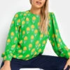 M&Co Green Floral Print Long Sleeve Blouse