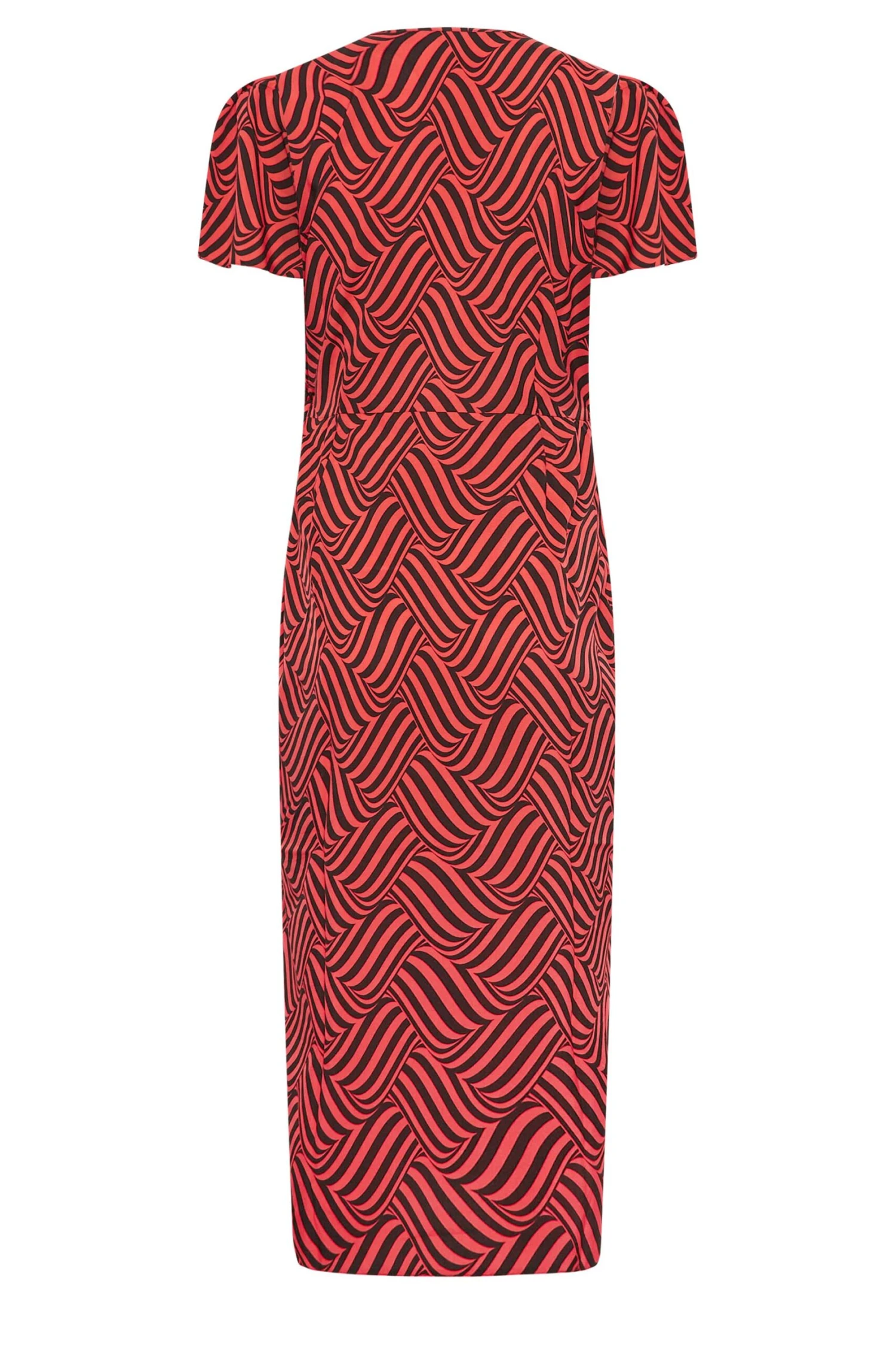M&Co Red Abstract Stripe Wrap Dress 7 M&Co Red Abstract Stripe Wrap Dress - Image 7