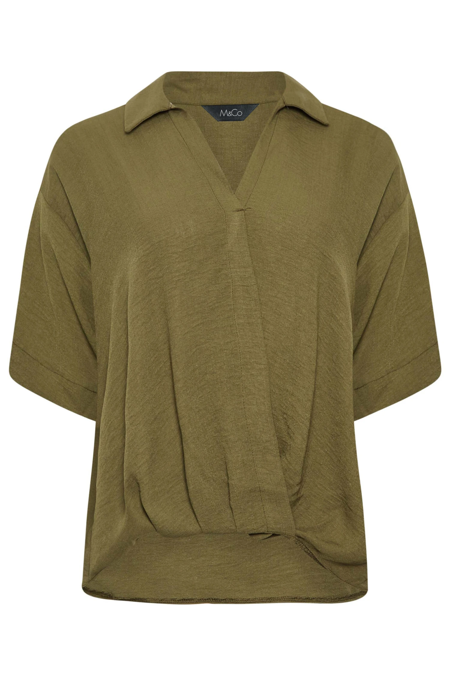 M&Co Olive Green V-Neck Wrap Blouse 6 M&Co Olive Green V-Neck Wrap Blouse - Image 6