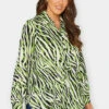 M&Co Green Zebra Print Long Sleeve Shirt