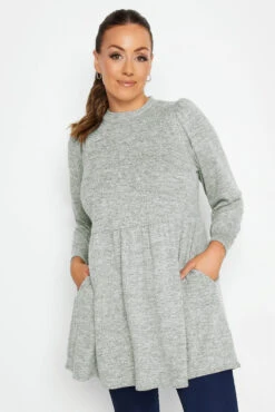M&Co Grey Soft Touch Smock Top