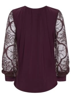 M&Co Burgundy Red Lace Long Sleeve Top -M&Co Sales Store cd86326f a559 40 550339 Y scaled