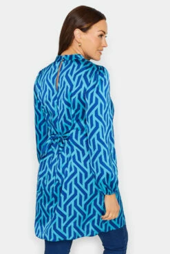 M&Co Blue Geometric Print Satin Tunic Blouse -M&Co Sales Store ce392a87 31ae 4f 550025 C scaled