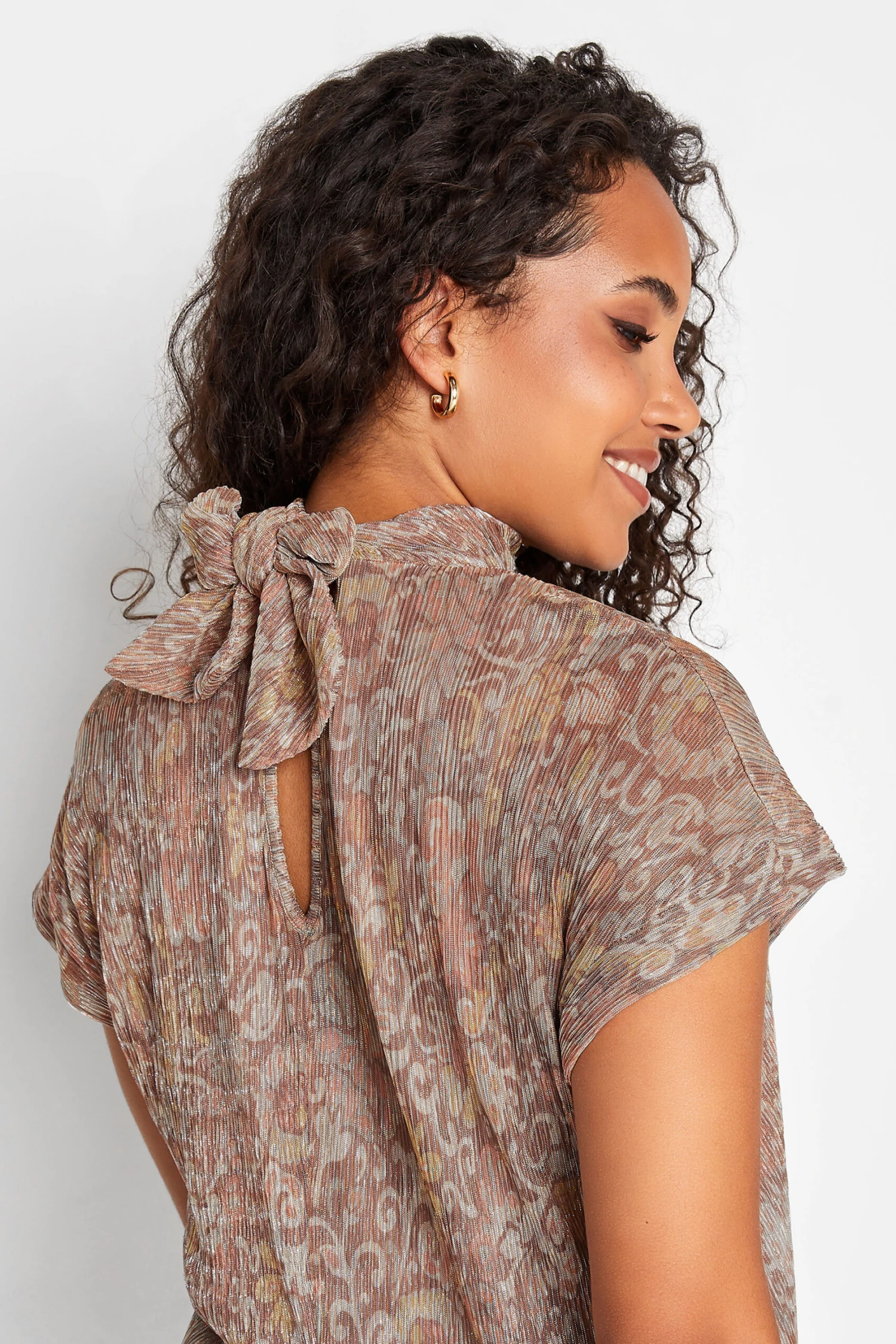 M&Co Brown Paisley Print Glitter Blouse 4 M&Co Brown Paisley Print Glitter Blouse - Image 4