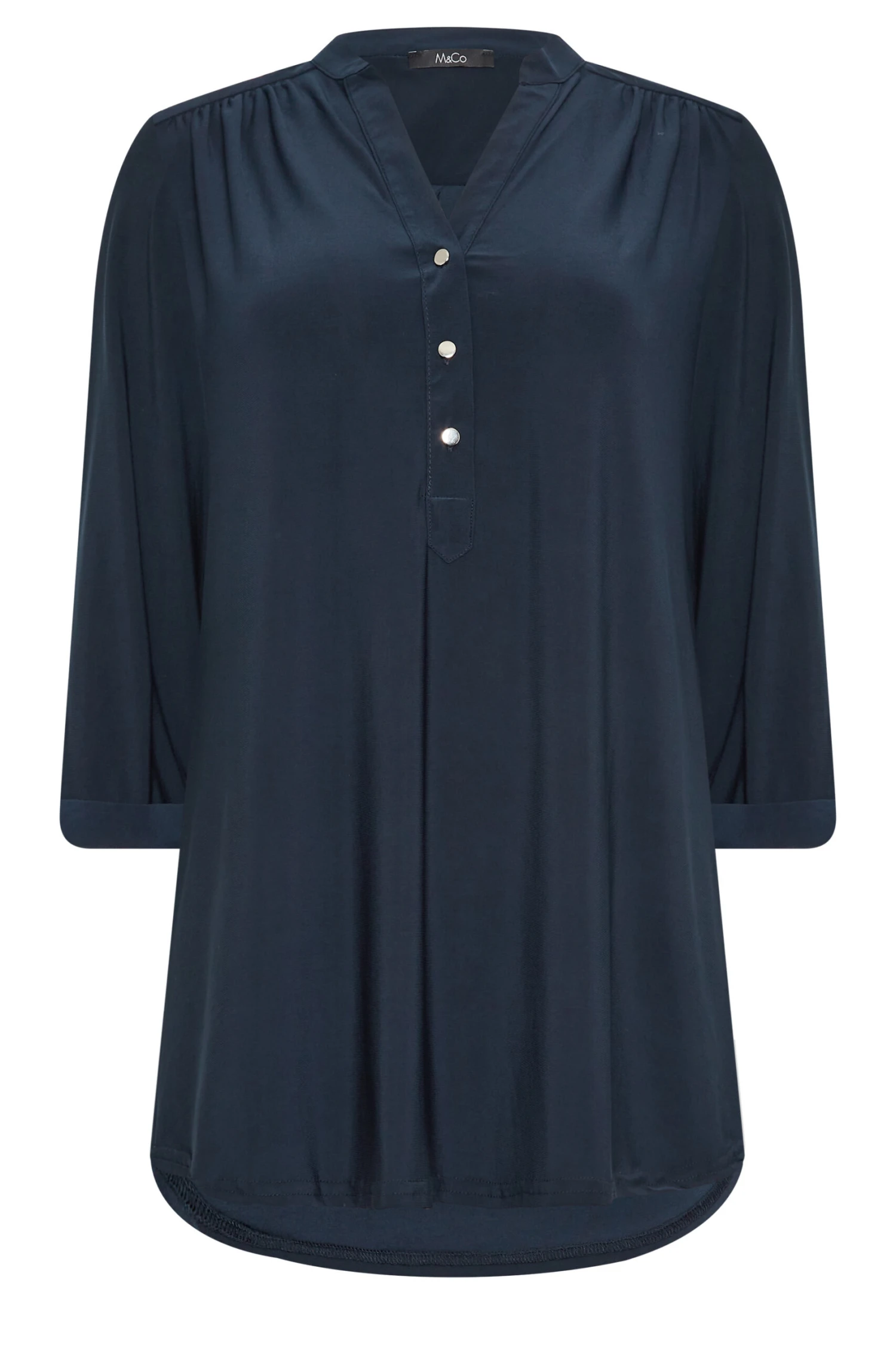 M&Co Navy Blue Half Placket Shirt 6 M&Co Navy Blue Half Placket Shirt - Image 6