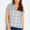 M&Co Blue Check Grown On Sleeve Shirt