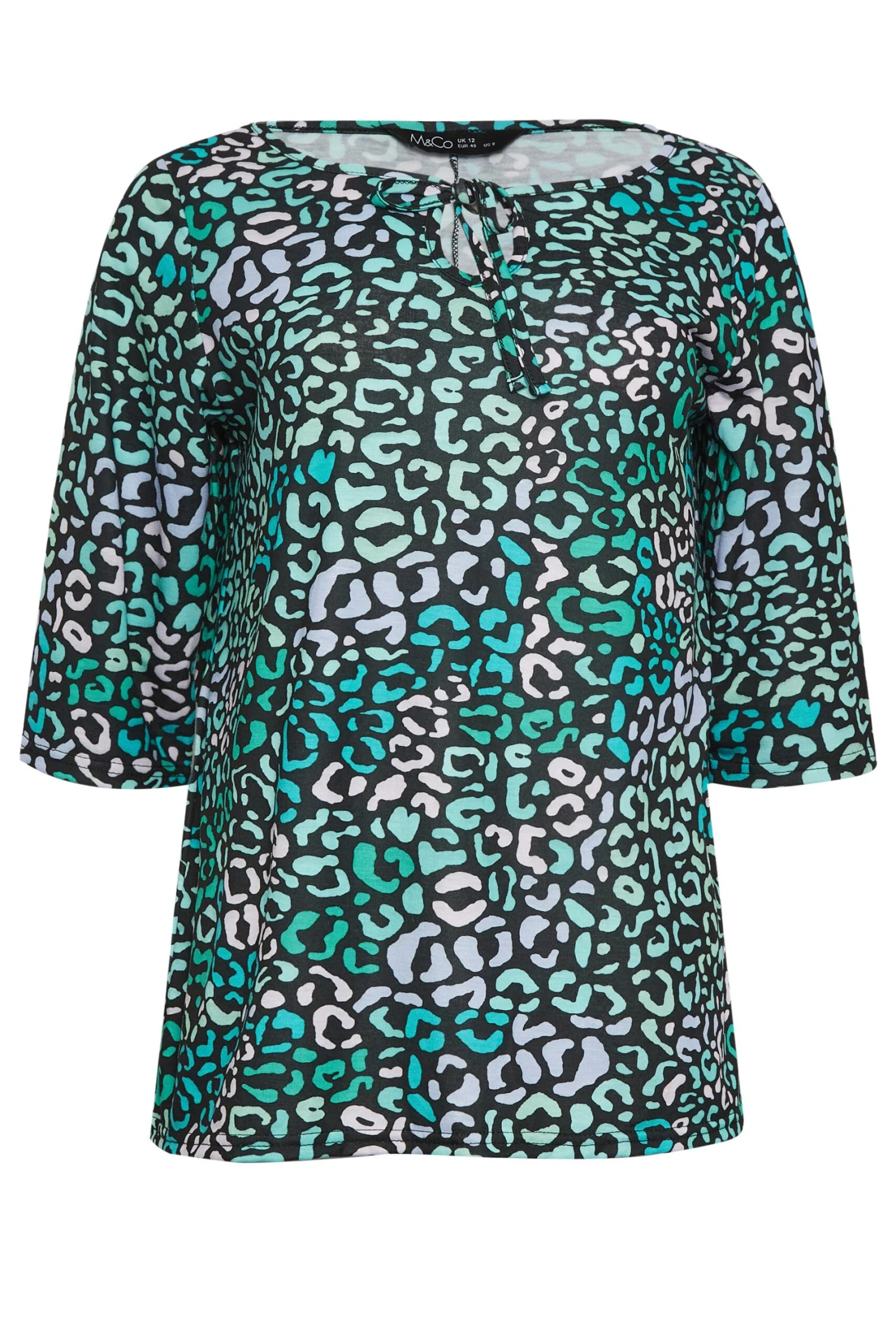 M&Co Blue Leopard Print Tie Front Top 6 M&Co Blue Leopard Print Tie Front Top - Image 6