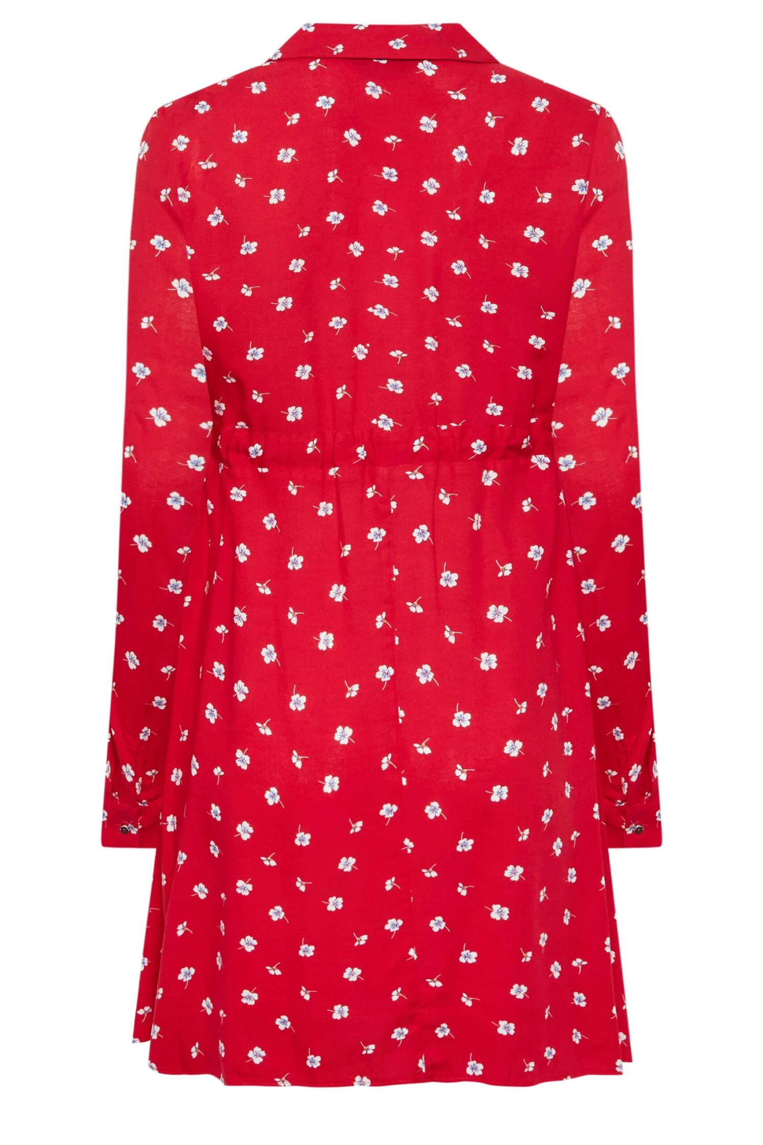 M&Co Red Floral Print Tie Waist Tunic Shirt 7 M&Co Red Floral Print Tie Waist Tunic Shirt - Image 7