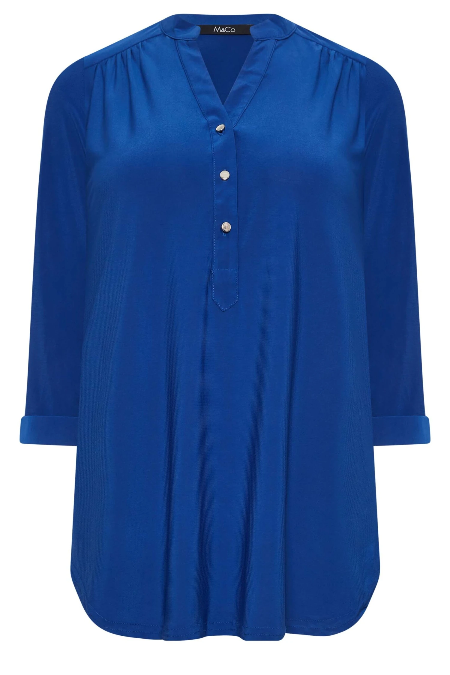 M&Co Blue Half Placket Jersey Shirt 7 M&Co Blue Half Placket Jersey Shirt - Image 7