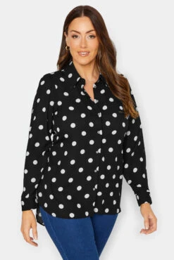 M&Co Black Polka Dot Tie Belt Shirt