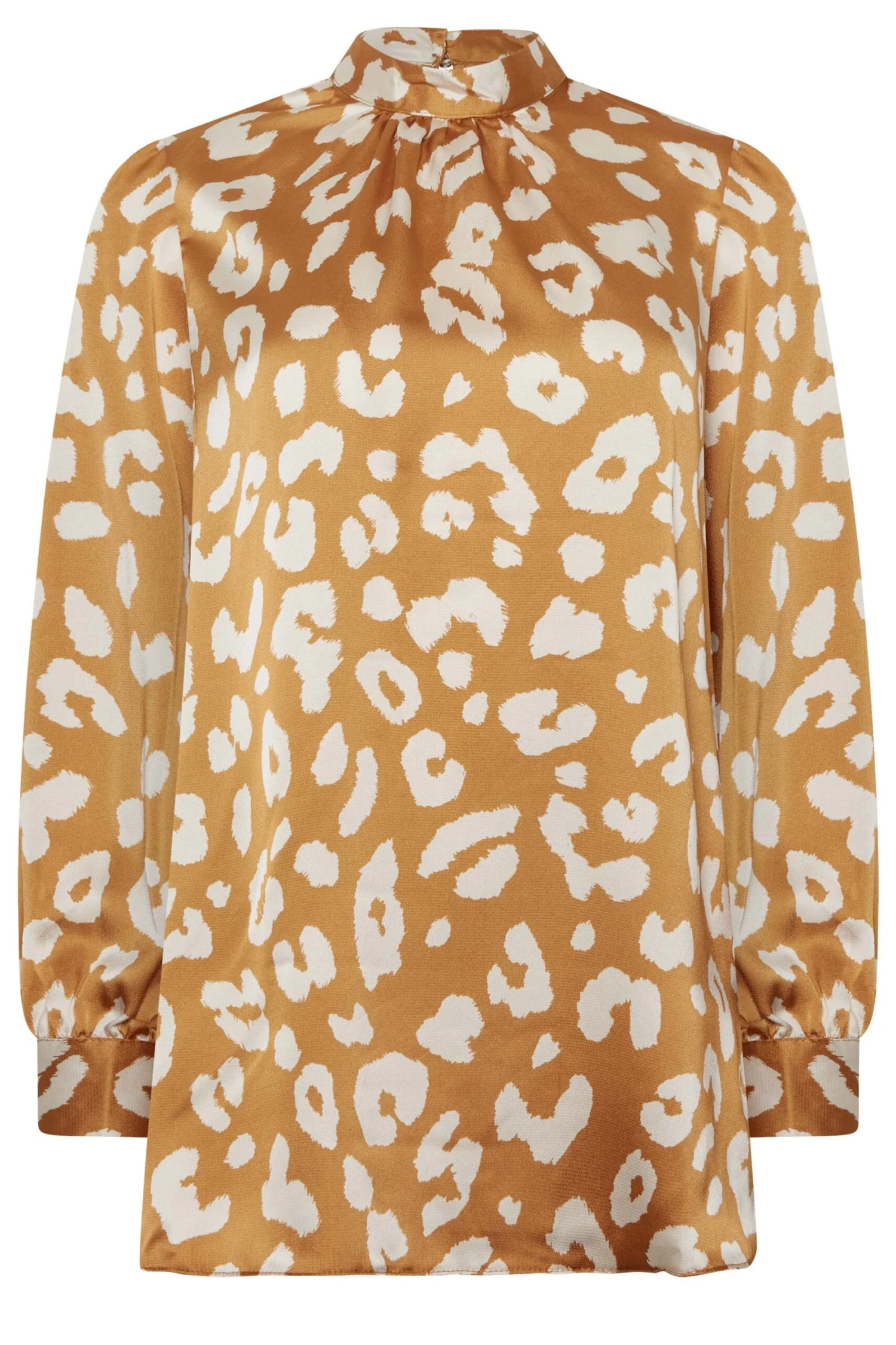 M&Co Orange Leopard Print High Neck Satin Blouse 6 M&Co Orange Leopard Print High Neck Satin Blouse - Image 6