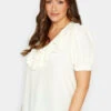 M&Co Ivory White Frill Front Blouse