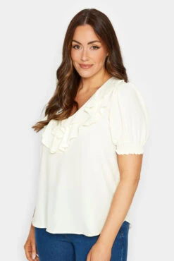 M&Co Ivory White Frill Front Blouse