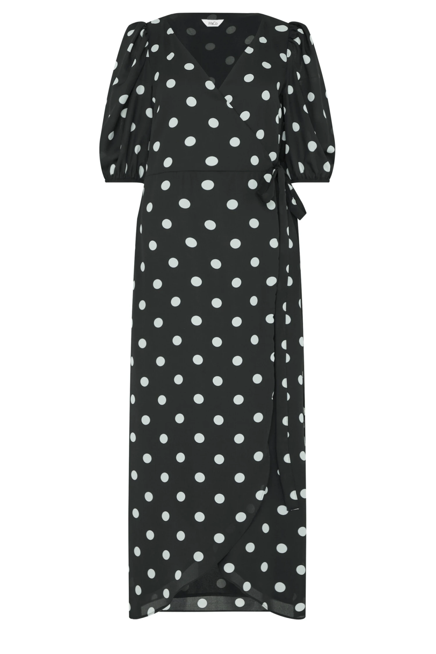 M&Co Black Polka Dot Wrap Dress 6 M&Co Black Polka Dot Wrap Dress - Image 6