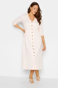 M&Co Pink Textured Button Through Dress