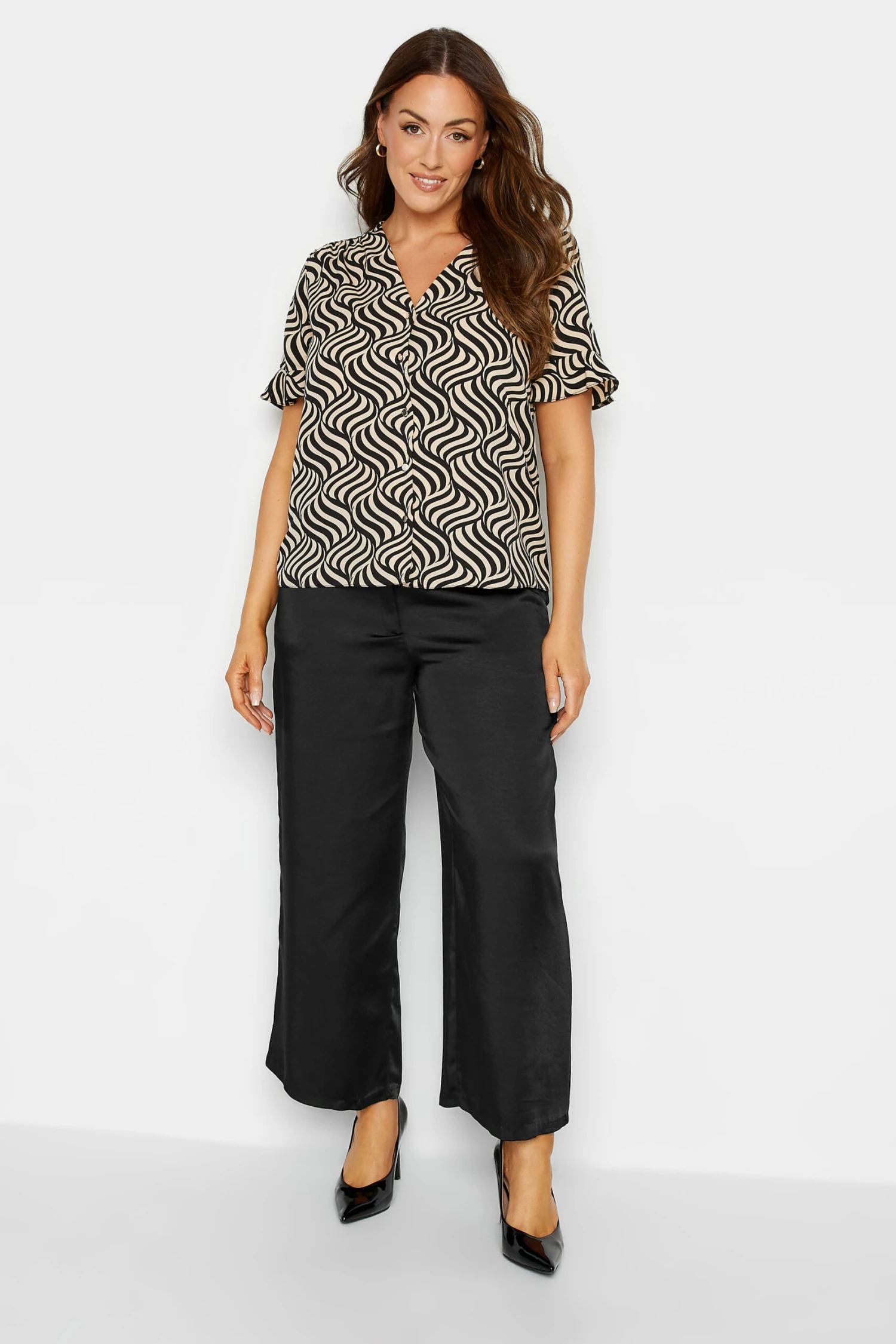 M&Co Black Satin Wide Leg Trousers 3 M&Co Black Satin Wide Leg Trousers - Image 3