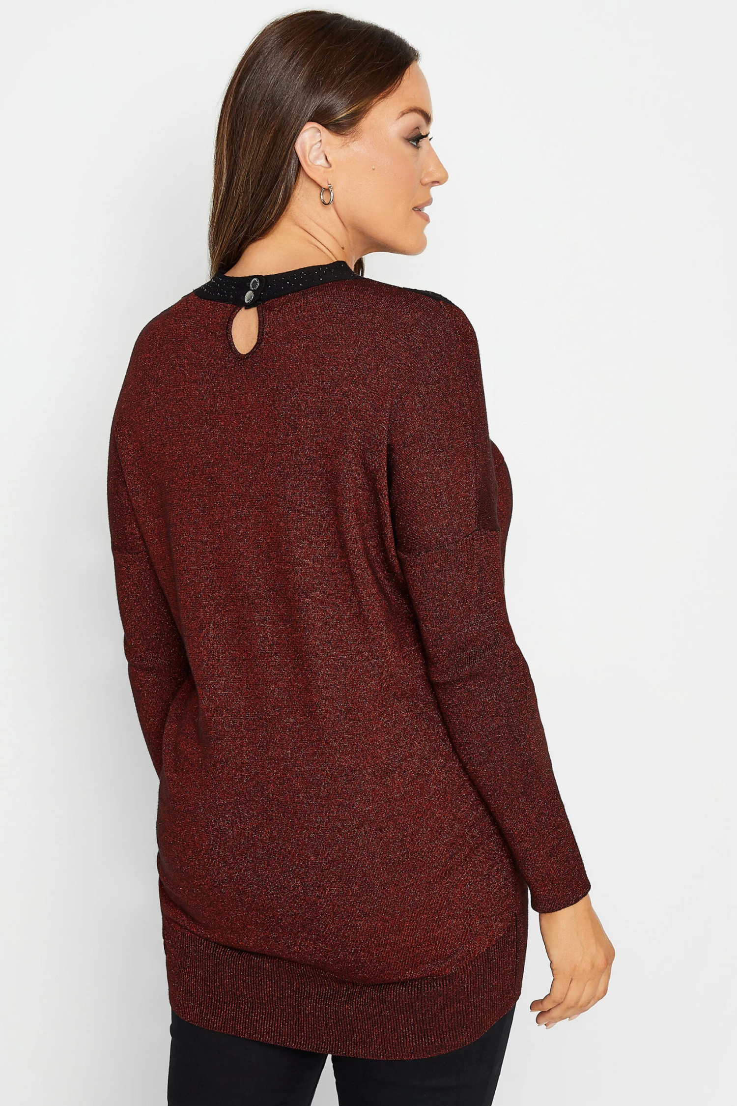 M&Co Red Glitter Cut Out Tunic Jumper 3 M&Co Red Glitter Cut Out Tunic Jumper - Image 3