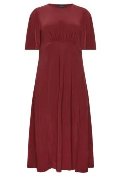 M&Co Burgundy Red Angel Sleeve Split Hem Midi Dress -M&Co Sales Store d7a3aa09 97ec 45 550500 X scaled