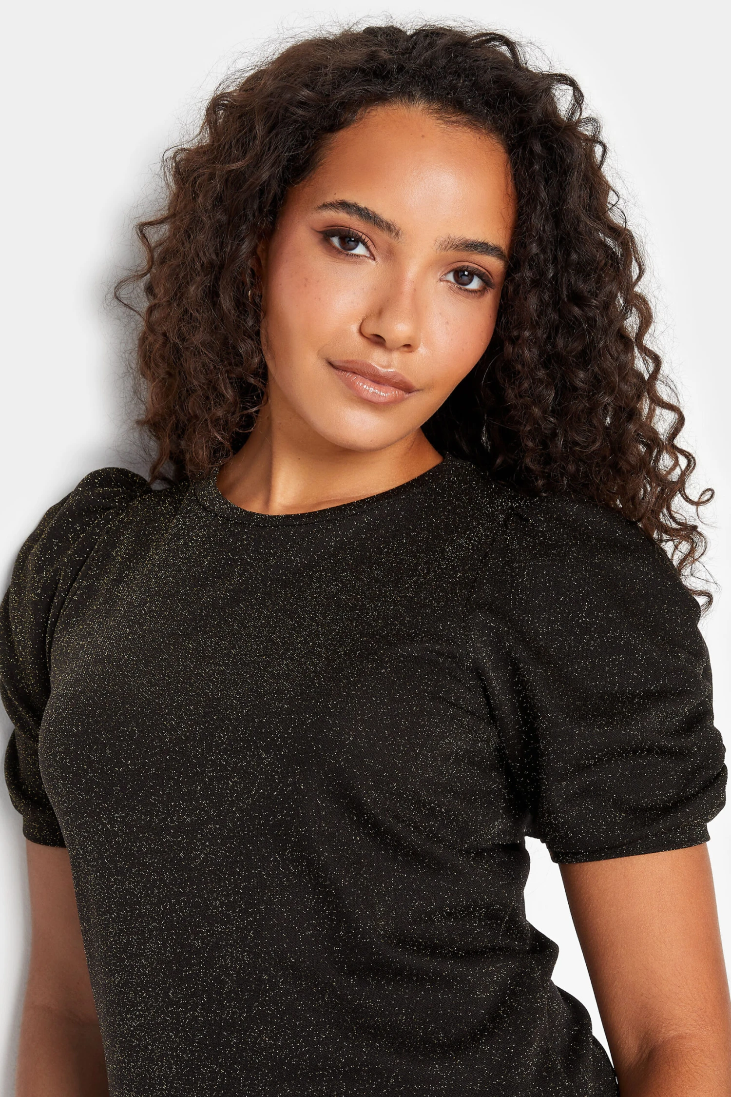 M&Co Black & Gold Shimmer Ruched Sleeve Blouse 4 M&Co Black & Gold Shimmer Ruched Sleeve Blouse - Image 4