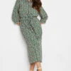 M&Co Green Floral Print Midi Shirt Dress
