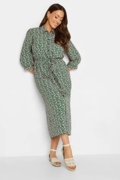 M&Co Green Floral Print Midi Shirt Dress