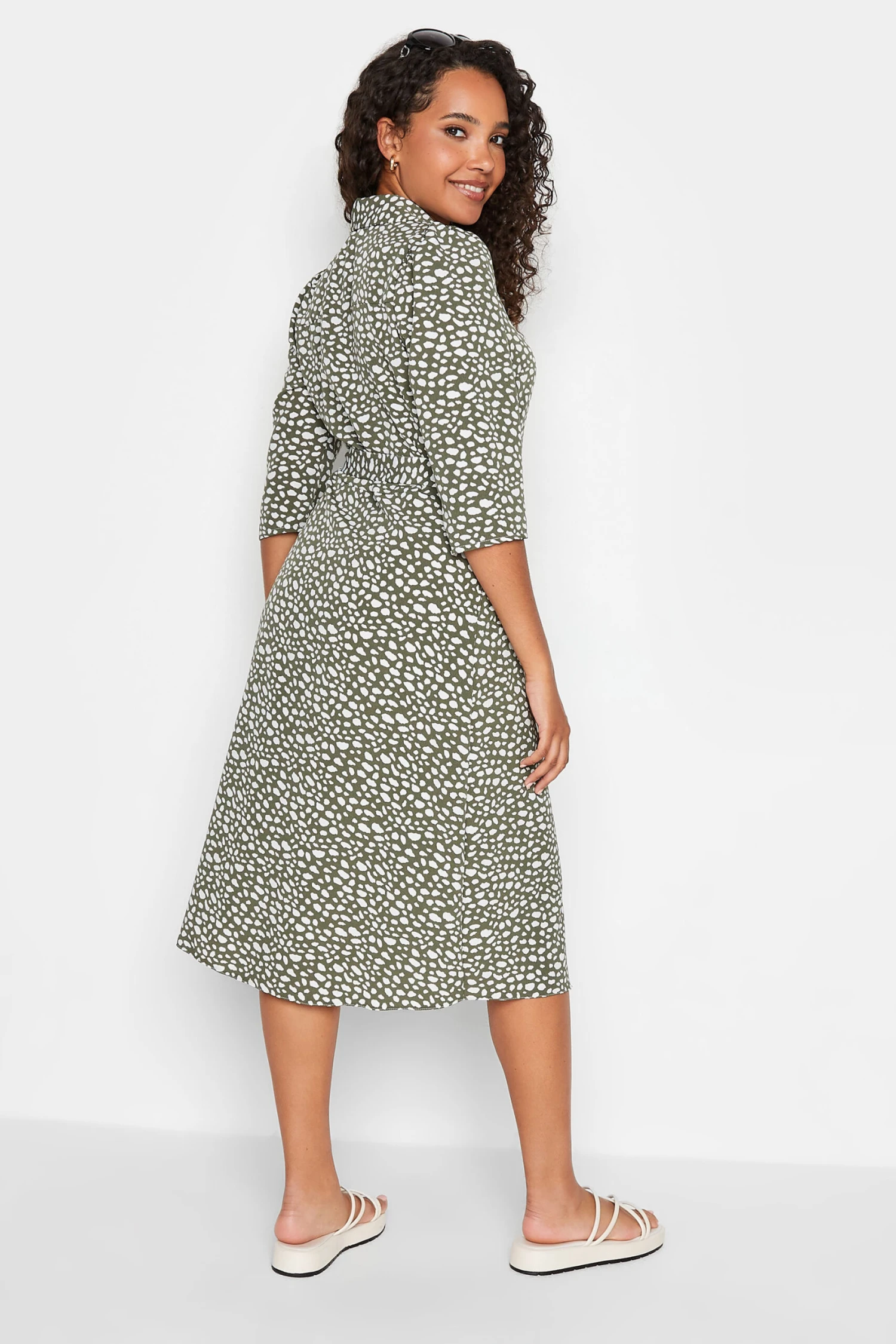 M&Co Green Spot Print Shirt Dress 3 M&Co Green Spot Print Shirt Dress - Image 3