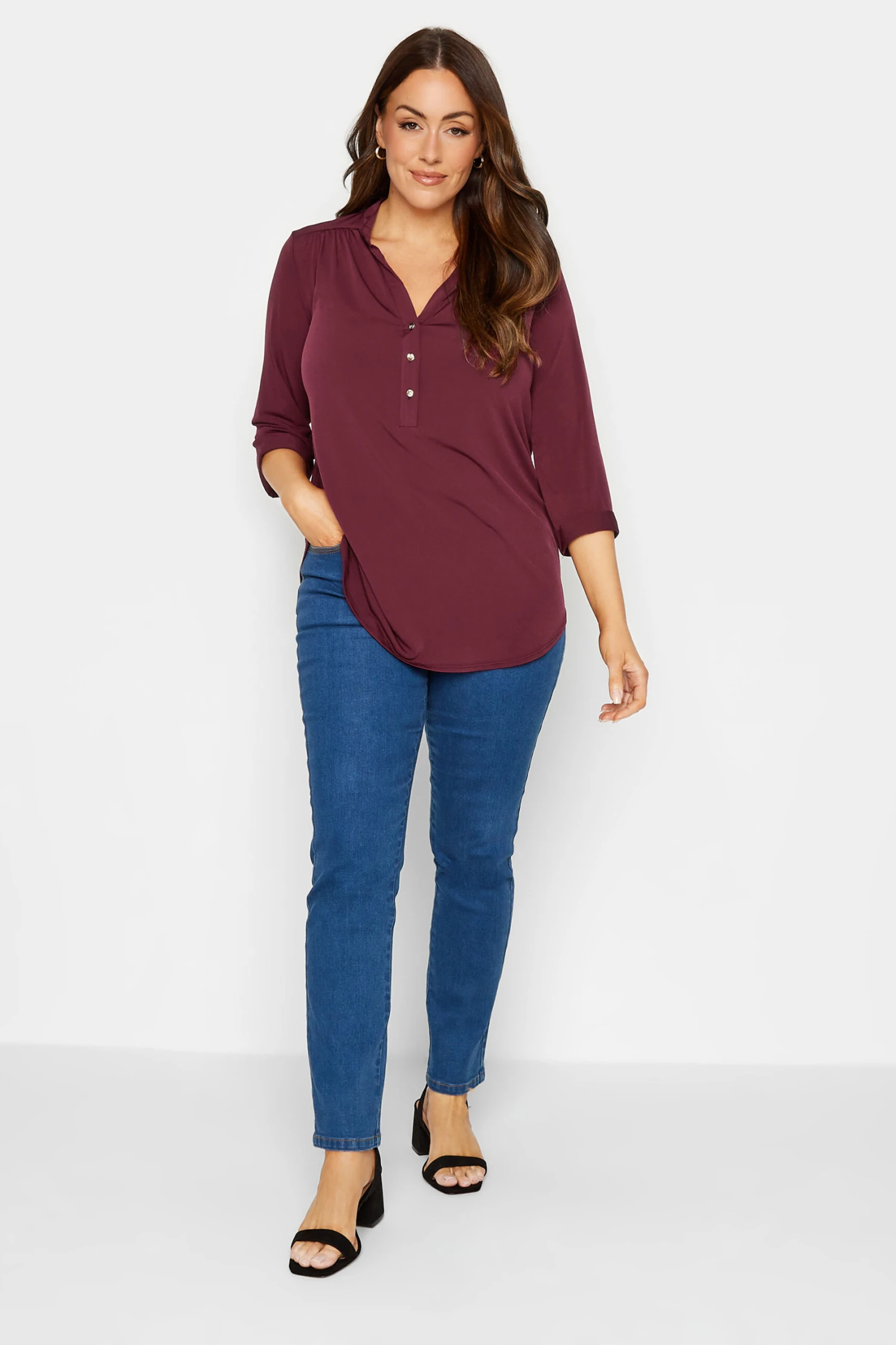 M&Co Purple Half Placket Blouse 2 M&Co Purple Half Placket Blouse - Image 2