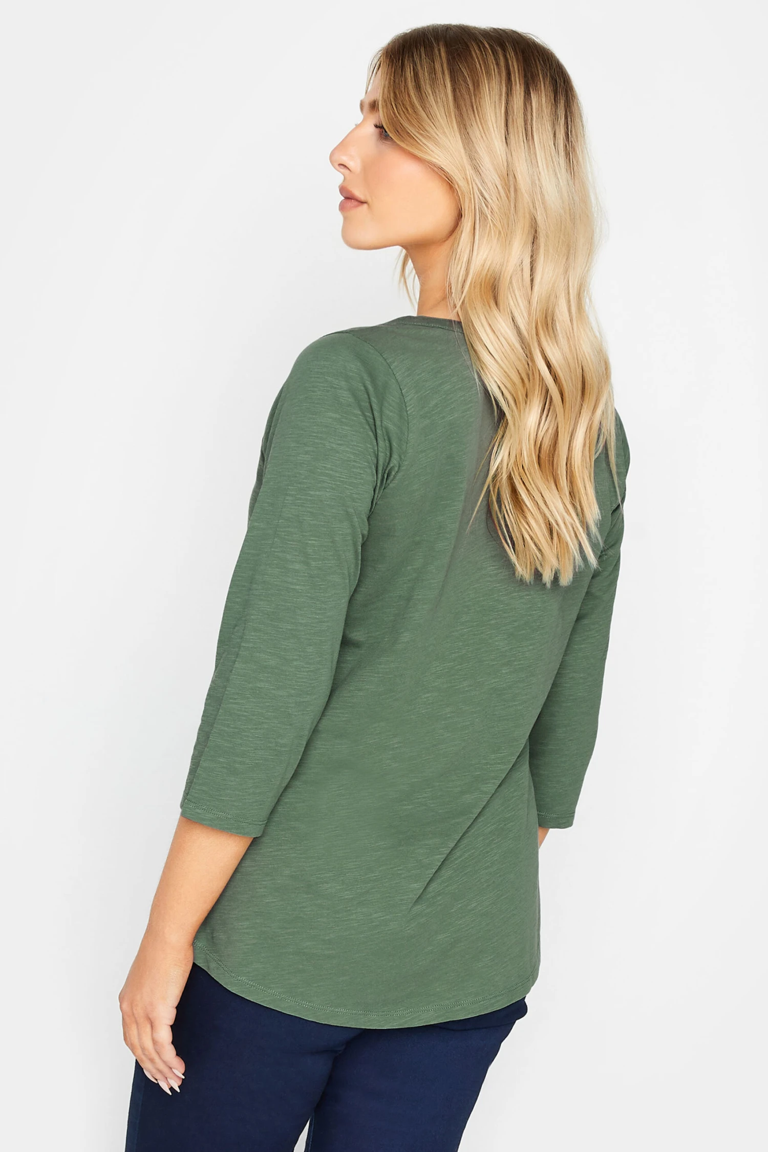M&Co Sage Green Cotton Henley Top 3 M&Co Sage Green Cotton Henley Top - Image 3